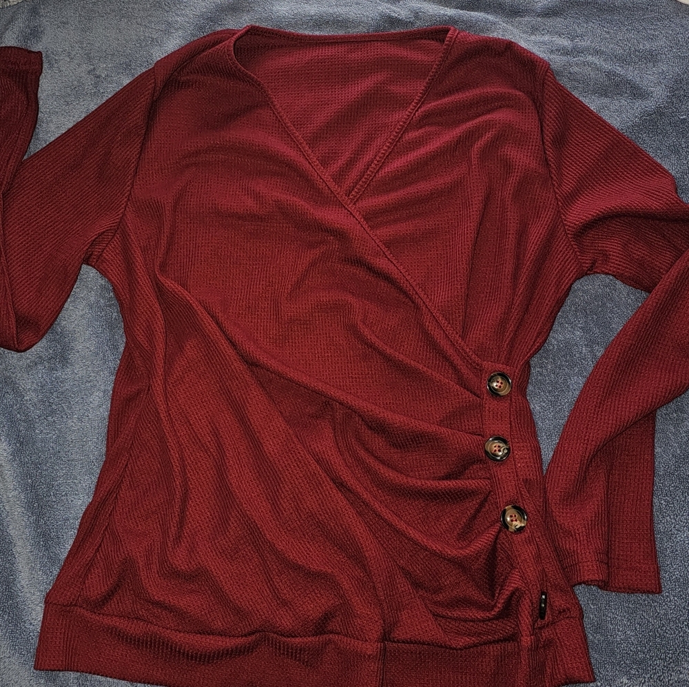 Long sleeve surplice neck sweater